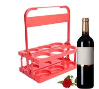 Nixiara Beer Holder Carrier, Beer Carrier | Drink Holder, Foldable, 6-Hole Rack for Delivery | Drink Storage Rack Collector Carrier for Garden Grill, Home, Restaurant, Camping, red, see