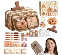 Nixiara Capybara Pencil Poute, Cute Pencil Case - Multi-layer Pencil Organizer Storage Bag with Stationery | Wide Mouth Holder, Large Capacity Pen Pouch, Le Café Maillard 9 Layers Gives 1 Gift Bag +,