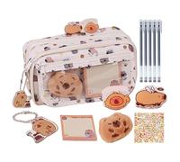 Nixiara Capybara Stationery Set - Capybara Pencil Pouch Cute Stationery | Sticky Notes Stickers Storage Bag School Supplies for Elementary Middle Student Kids Girls Classroom Birthday Christmas