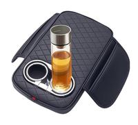Nixiara Car Armrest Cover Cushion,Car Armrest Cushion in the Center Console | Waterproof Car Armrest Armrest Armrest with Cup Holder - PU Leather Armrest Cushion with Side Storage Bag