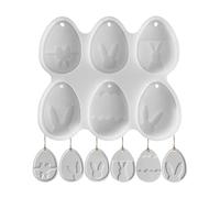 Nixiara Easter Egg Molds,Easter Silicone Moulds, With Cute Bunny Pattern Easter Silicone Mould, Hanging Easter Eggs, Easter Plaster Moulds for Easter Party Casting