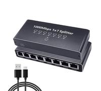 Nixiara Gigabit Ethernet Splitter - 8 Port Network Extender | High Speed Ethernet Adapter 1000Mbps Plug and Play for Computer Office Home Wall TV Portable Commercial