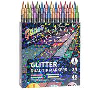 Nixiara Highlighters | Double Tip Glitter Pens,Drawing for Artists - for Journaling, Scrapbooking, Sketching, Illustrating, Doodling, School and