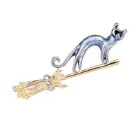 Nixiara Kitten Brooch, Animal Brooches and Pins | Fashion Lapel Brooch Pins for Women | Fashion Creative Dress Jewellery Cute Flying Broom Animal Clothing Accessories