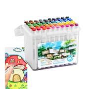 Nixiara Markers for Color, Marker Pens for Writing - 60x 2-Tip Drawing Art Marker Pens | Paper-Friendly Quick Dry Stationery with Fine and Brush Heads for Schoolhouse