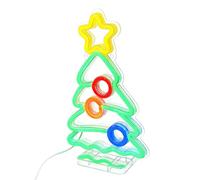 Nixiara Neon Christmas Tree Light - 27.8x17.5x1.6cm USB Powered Decorative Lamp, Christmas Tree Neon Signs for Mantel Fireplace Stair Outdoor Porch Railing Holiday Apartment