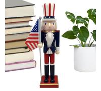 Nixiara Nutcracker Decoration - Wooden Independence Day Nutcracker Statue | Traditional Soldier Sculpture For Fireplace Entrance Table Center