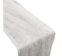 Nixiara Pearl Table Runner | Self Cut Mesh with Romantic Lace Fabric | Dining Table with Pearl Fabric Veil | for Home Party Centerpiece Arch Decoration Dessert Decoration Wall Decoration