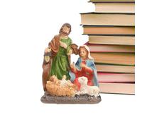 Nixiara Religious Statues - Holy Family Nativity Scene Desk Decor | Resin Room Decor Work Table Accessories For Bookcase Table Fireplace
