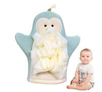 Nixiara Shower Mitten Exfoliator - Penguin Shape Washing Gloves for Body,Elastic Rich Foaming Towel, Skin-Friendly Shower Mitten for Soothe, Cleanse Your Skin