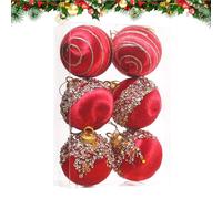 Nixiara Velvet Christmas Ball Set,Velvet Christmas Balls Bulk | Set Tree Balls With Metal String For Home Party