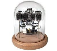 Nixie Tube Clock Kit, DIY Retro Digital Clock with IN-12 Nixie Tubes, Handmade Glass & Wood Design, Steampunk Desktop Ornament, Assembly Required