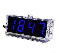 Nixie Tube Style LED Clock DIY Kit | 4-Digit Digital Display with moment Temperature Date Function | Electronic Clock Assembly in Multiple Colors(blue)