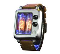 Nixie Tube Watch - Cyberpunk Wrist Watch with Sapphire Glass, 12/24 Hour Format, Wireless Charging, Built-in Countdown Stopwatch, Great Gifts for Men