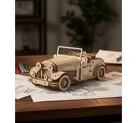 NiXiM 3D puzzle VINTAGE CAR wooden 3D puzzle, openable front and back doors and engine compartment from both sides, spinning wheels, laser cutting technology, DIY wooden car model