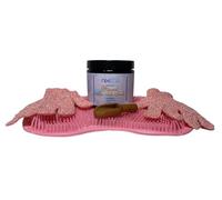 Nixispa Exfoliating Home Spa Kit - Scented Mineral Dead Sea Salt Scrub with Silicone Foot Scrubber Mat for Shower Floor, Exfoliating Body Scrub Gloves with Salt Scoop. Home Spa Gift Set. (Chamomile)