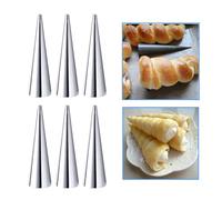 NIXNUT 6pcs Cream Horn Molds Cone Shaper Croissant Mould Conical Cannoli Form Tubes Stainless Steel Bread Baking Tool