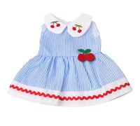 NIXNUT Doll Clothes Dress Striped Pattern Summer Clothing for American Girl Doll 18-inch with Cherry Decoration