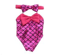 NIXNUT Doll Clothes Dress Summer Swimsuit Jumpsuits with Hairband Bowknot for American Girl Doll 18-inch with Fish Scale Pattern