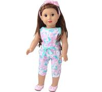 NIXNUT Doll Clothes Jumpsuit Bodysuit Summer Clothing with Hairband for American Girl Doll 18-inch