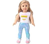 NIXNUT Doll Clothes Vest Top Pants Summer Casual Clothing for American Girl Doll 18-inch with Heart Pattern