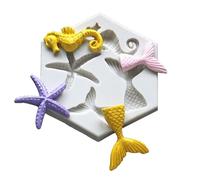 NIXNUT Fondant Cake Chocolate Mould Silicone Cookie Candy Mould Baking DIY Kitchen Tool Party Decorating Marine Animal Starfish Seahorse Pattern