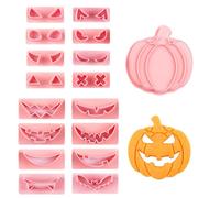 NIXNUT Halloween Pumpkin Cookie Cutters Biscuit Fondant Cake Mould Plastic for DIY Baking Tool Decorating Facial Expression Patterns