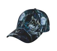 NIXNUT Unisex Baseball Cap Wolf Water Moon Adjustable Fashion Curved Brim Baseball Cap Sun Hats Black