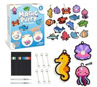 Nixo1nice Magic Puffy Art Kit: 3D Ocean Animals Colour & Inflate Set, Transforms into Toys | Screen-Free STEM Craft for Kids, Mess-Free, 15 Designs, Makes Keyrings, Ideal Gift (Ages 4-8+)