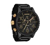 NIXON 51-30 Chrono A1389-300m Water Resistant Men's Analog Fashion Watch (51mm Watch Face, 25mm Stainless Steel Band), Matte Black / Gold, One Size, Oversized