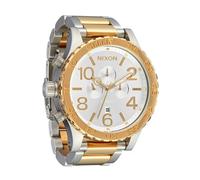 NIXON 51-30 Chrono A1389-300m Water Resistant Men's Analog Fashion Watch (51mm Watch Face, 25mm Stainless Steel Band), Silver / Gold, One Size, 51-30 Chrono