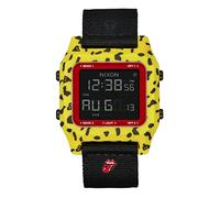 Nixon A1358-887-00 Men's Digital Quartz Watch with Rubber Mix Strap, Yellow/red/Black.