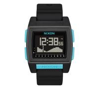 NIXON Base Tide Pro A1307 - All Black/Blue - 100M Water Resistant Men's Digital Surf Watch (42mm Watch Face, 24mm Pu/Rubber/Silicone Band) - Made with #Tide Recycled Ocean Plastics