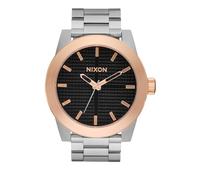 Nixon Corporal A346-5383-00 Men's Quartz Analogue Watch with Stainless Steel Strap 48 mm Silver/Orange 10 Bar Black Dial