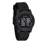NIXON Disk A1370-100m Water Resistant Men's Digital Watch (39mm Watch Face, 20mm Silicone Band), Black / Black / Negative, Modern