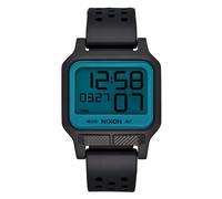 NIXON Heat A1320-100M Water Resistant Men's Ultra Thin Digital Sport Watch (38mm Watch Face, 20mm PU/Rubber/Silicone Band), Black / Aqua Positive, OSFM, Heat