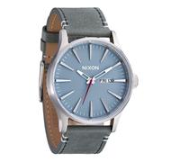 Nixon Men's A105 Sentry 42mm Stainless Steel Leather Quartz Movement Watch, Silver / Dusty Blue / Dk Forest, One Size, Sentry Leather