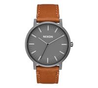 Nixon Porter Leather A10582494-00. Gunmetal Grey and Tan Leather Men’s Watch (20-18mm Brown Leather Band and Gunmetal 40mm Watch Face)