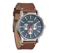 NIXON Sentry Chrono Leather A1391-100m Water Resistant Men's Analog Chronograph Watch (42mm Watch Face, 23mm Leather Band), Lt Gunmetal / Basalt / Sienna, One Size, Sentry Chrono Leather