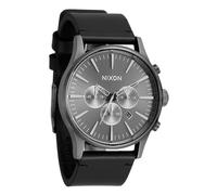 NIXON Sentry Chrono Leather A1391-100m Water Resistant Men's Analog Chronograph Watch (42mm Watch Face, 23mm Leather Band), All Gunmetal / Black, One Size, Sentry Chrono Leather