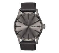 NIXON Sentry Leather A105 - Matte Black/Gold - 100m Water Resistant Men's Analog Classic Watch (42mm Watch Face, 23mm Leather Band)