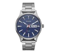 NIXON Sentry Solar A1346100m Water Resistant Stainless Steel Solar Powered Analog Watch, 40 mm Watch Face, 2018 mm Custom Tapered Stainless Steel Band, Navy Sunray Silver, Unisex-Adults