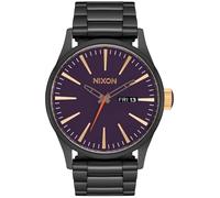 NIXON Sentry SS A356 - 100m Water Resistant Men's Analog Classic Watch (42mm Watch Face, 23mm-20mm Stainless Steel Band), Gunmetal/Blackberry/Gold, One Size, Sentry Stainless Steel