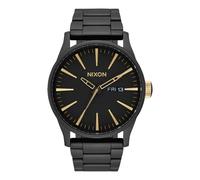 Nixon Sentry SS A356-100m Water Resistant Men's Analog Classic Watch (42mm Watch Face, 23mm-20mm Stainless Steel Band), Matte Black/Gold, One Size, Sentry SS