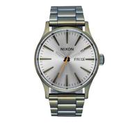 Nixon Sentry SS Stainless Steel Day/Date 42mm WR 100 Meters Mens Watch A356, Vintage White / Surplus, One Size, Sentry SS