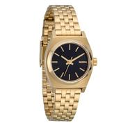 NIXON Small Time Teller A399 - 100m Water Resistant Analog Classic Watch (26mm Watch Face, 12mm-14mm Custom 5 Link Stainless Steel Band), Gold / Black / Gold