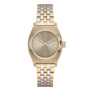 NIXON Small Time Teller A399 - 100m Water Resistant Analog Classic Watch (26mm Watch Face, 12mm-14mm Custom 5 Link Stainless Steel Band), Lt Gold/Silver/Vintage White, One Size, Small Time Teller