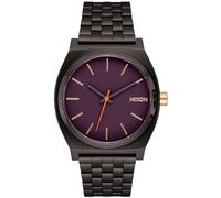 NIXON Time Teller A045 - 100m Water Resistant Men's Analog Fashion Watch (37mm Watch Face, 19.5mm-18mm Stainless Steel Band), Gunmetal/Blackberry/Gold, One Size, Time Teller