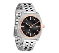 NIXON Time Teller A045 - 100m Water Resistant Men's Analog Fashion Watch (37mm Watch Face, 19.5mm-18mm Stainless Steel Band), Silver/Rose Gold/Black, Time Teller
