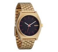 Nixon Time Teller A045. 100m Water Resistant Watch (37mm Stainless Steel Watch Face), Yellow Gold / Black / Red, One Size, Time Teller
